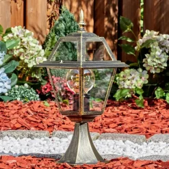 Luminaires Rustiques-hofstein Fornelos Luminaire extérieur, Borne lumineuse, Eclairage de chemin Or, Noir, 1 lumière