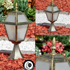 Luminaires Rustiques-hofstein Fornelos Luminaire extérieur, Borne lumineuse, Eclairage de chemin Or, Noir, 1 lumière