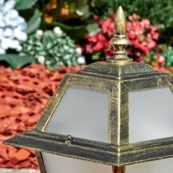 Luminaires Rustiques-hofstein Fornelos Luminaire extérieur, Borne lumineuse, Eclairage de chemin Or, Noir, 1 lumière