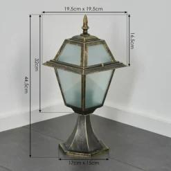 Luminaires Rustiques-hofstein Fornelos Luminaire extérieur, Borne lumineuse, Eclairage de chemin Or, Noir, 1 lumière