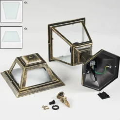 Luminaires Rustiques-hofstein Fornelos Luminaire extérieur, Borne lumineuse, Eclairage de chemin Or, Noir, 1 lumière