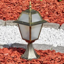 Luminaires Rustiques-hofstein Fornelos Luminaire extérieur, Borne lumineuse, Eclairage de chemin Or, Noir, 1 lumière