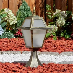 Luminaires Rustiques-hofstein Fornelos Luminaire extérieur, Borne lumineuse, Eclairage de chemin Or, Noir, 1 lumière