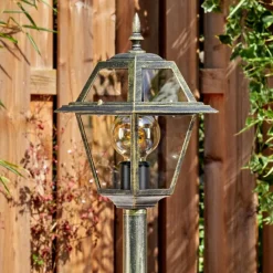 Luminaires Rustiques-hofstein Fornelos Luminaire extérieur, Eclairage de chemin Or, Noir, 1 lumière