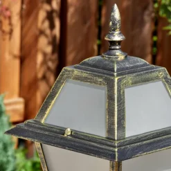 Luminaires Rustiques-hofstein Fornelos Luminaire extérieur, Eclairage de chemin Or, Noir, 1 lumière