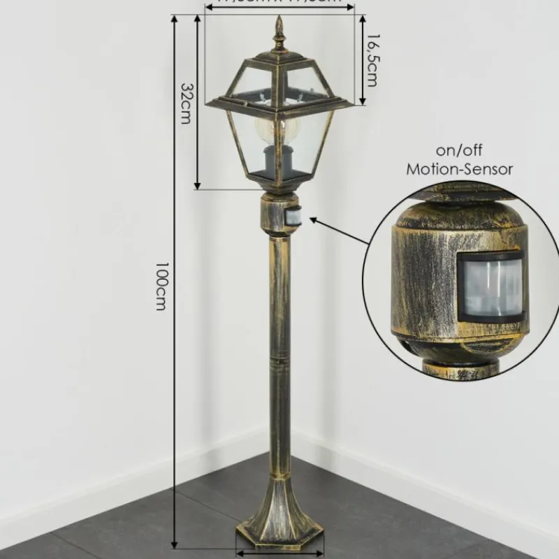 Luminaires Rustiques-hofstein Fornelos Luminaire extérieur, Eclairage de chemin Or, Noir, 1 lumière, Détecteur de mouvement