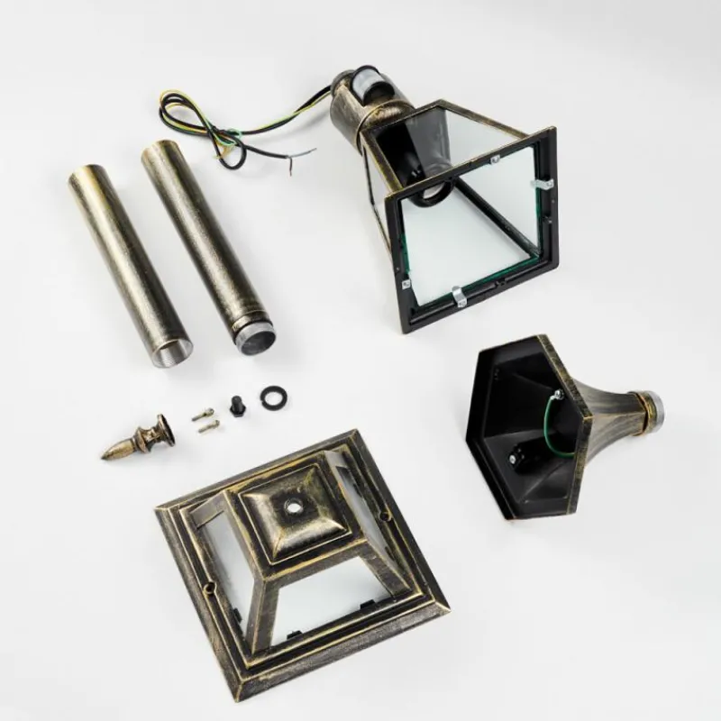 Luminaires Rustiques-hofstein Fornelos Luminaire extérieur, Eclairage de chemin Or, Noir, 1 lumière, Détecteur de mouvement