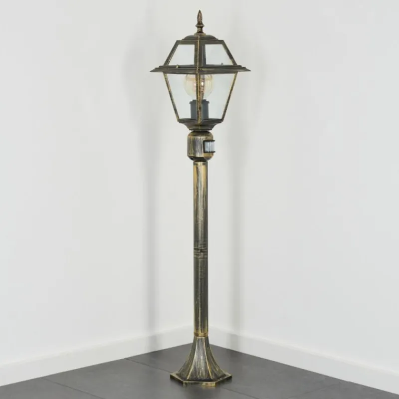 Luminaires Rustiques-hofstein Fornelos Luminaire extérieur, Eclairage de chemin Or, Noir, 1 lumière, Détecteur de mouvement