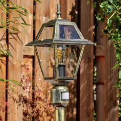 Luminaires Rustiques-hofstein Fornelos Luminaire extérieur, Eclairage de chemin Or, Noir, 1 lumière, Détecteur de mouvement