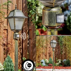 Luminaires Rustiques-hofstein Fornelos Luminaire extérieur, Eclairage de chemin Or, Noir, 1 lumière, Détecteur de mouvement