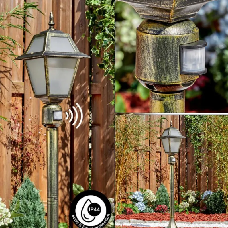 Luminaires Rustiques-hofstein Fornelos Luminaire extérieur, Eclairage de chemin Or, Noir, 1 lumière, Détecteur de mouvement