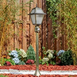 Luminaires Rustiques-hofstein Fornelos Luminaire extérieur, Eclairage de chemin Or, Noir, 1 lumière, Détecteur de mouvement