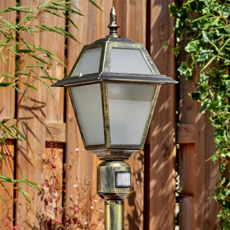 Luminaires Rustiques-hofstein Fornelos Luminaire extérieur, Eclairage de chemin Or, Noir, 1 lumière, Détecteur de mouvement