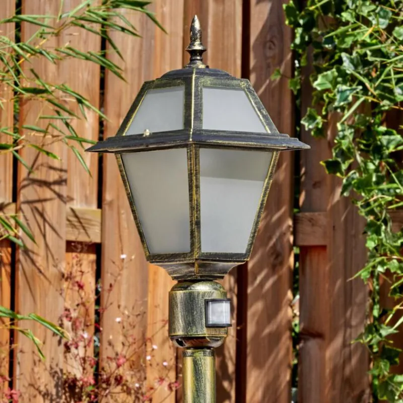 Luminaires Rustiques-hofstein Fornelos Luminaire extérieur, Eclairage de chemin Or, Noir, 1 lumière, Détecteur de mouvement