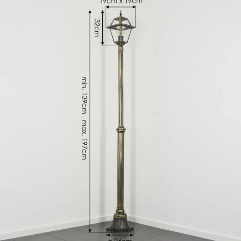 Luminaires Rustiques-hofstein Fornelos Luminaire extérieur, Réverbère, Eclairage de chemin Or, Noir, 1 lumière