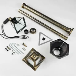 Luminaires Rustiques-hofstein Fornelos Luminaire extérieur, Réverbère, Eclairage de chemin Or, Noir, 1 lumière