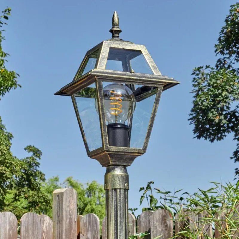 Luminaires Rustiques-hofstein Fornelos Luminaire extérieur, Réverbère, Eclairage de chemin Or, Noir, 1 lumière