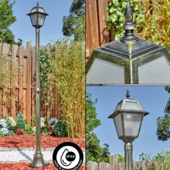 Luminaires Rustiques-hofstein Fornelos Luminaire extérieur, Réverbère, Eclairage de chemin Or, Noir, 1 lumière