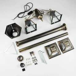 Luminaires Rustiques-hofstein Fornelos Luminaire extérieur, Réverbère, Eclairage de chemin Or, Noir, 2 lumières