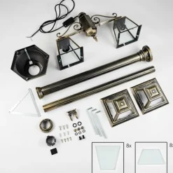 Luminaires Rustiques-hofstein Fornelos Luminaire extérieur, Réverbère, Eclairage de chemin Or, Noir, 2 lumières