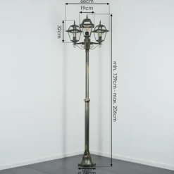 Luminaires Rustiques-hofstein Fornelos Luminaire extérieur, Réverbère, Eclairage de chemin Or, Noir, 3 lumières