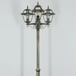 Luminaires Rustiques-hofstein Fornelos Luminaire extérieur, Réverbère, Eclairage de chemin Or, Noir, 3 lumières