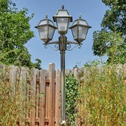 Luminaires Rustiques-hofstein Fornelos Luminaire extérieur, Réverbère, Eclairage de chemin Or, Noir, 3 lumières