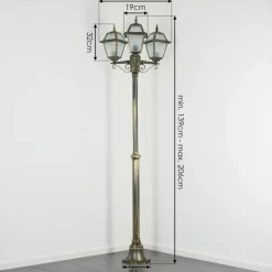 Luminaires Rustiques-hofstein Fornelos Luminaire extérieur, Réverbère, Eclairage de chemin Or, Noir, 3 lumières