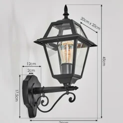 Luminaires Rustiques-hofstein Fornelos Luminaire extérieur, Lampe murale d´extérieur, Applique murale Noir, 1 lumière