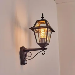 Luminaires Rustiques-hofstein Fornelos Luminaire extérieur, Lampe murale d´extérieur, Applique murale Noir, 1 lumière, Détecteur de mouvement