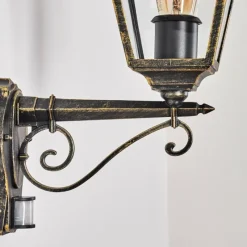 Luminaires Rustiques-hofstein Fornelos Luminaire extérieur, Lampe murale d´extérieur, Applique murale Or, Noir, 1 lumière, Détecteur de mouvement