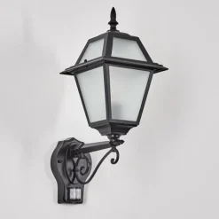 Luminaires Rustiques-hofstein Fornelos Luminaire extérieur, Lampe murale d´extérieur, Applique murale Noir, 1 lumière, Détecteur de mouvement