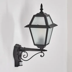 Luminaires Rustiques-hofstein Fornelos Luminaire extérieur, Lampe murale d´extérieur, Applique murale Noir, 1 lumière, Détecteur de mouvement