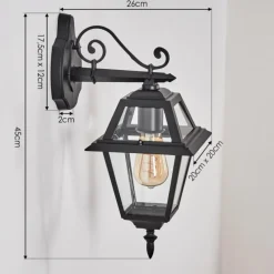 Luminaires Rustiques-hofstein Fornelos Luminaire extérieur, Lampe murale d´extérieur, Applique murale Noir, 1 lumière