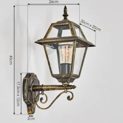 Luminaires Rustiques-hofstein Fornelos Luminaire extérieur, Lampe murale d´extérieur, Applique murale Or, Noir, 1 lumière