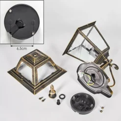 Luminaires Rustiques-hofstein Fornelos Luminaire extérieur, Lampe murale d´extérieur, Applique murale Or, Noir, 1 lumière