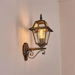 Luminaires Rustiques-hofstein Fornelos Luminaire extérieur, Lampe murale d´extérieur, Applique murale Or, Noir, 1 lumière