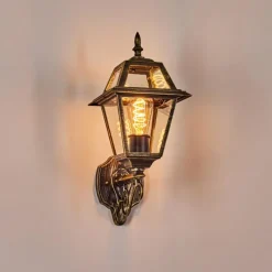 Luminaires Rustiques-hofstein Fornelos Luminaire extérieur, Lampe murale d´extérieur, Applique murale Or, Noir, 1 lumière