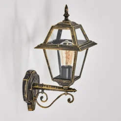 Luminaires Rustiques-hofstein Fornelos Luminaire extérieur, Lampe murale d´extérieur, Applique murale Or, Noir, 1 lumière