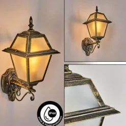 Luminaires Rustiques-hofstein Fornelos Luminaire extérieur, Lampe murale d´extérieur, Applique murale Or, Noir, 1 lumière