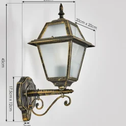 Luminaires Rustiques-hofstein Fornelos Luminaire extérieur, Lampe murale d´extérieur, Applique murale Or, Noir, 1 lumière