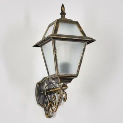 Luminaires Rustiques-hofstein Fornelos Luminaire extérieur, Lampe murale d´extérieur, Applique murale Or, Noir, 1 lumière