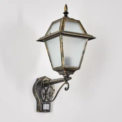 Luminaires Rustiques-hofstein Fornelos Luminaire extérieur, Lampe murale d´extérieur, Applique murale Or, Noir, 1 lumière, Détecteur de mouvement