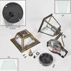 Luminaires Rustiques-hofstein Fornelos Luminaire extérieur, Lampe murale d´extérieur, Applique murale Or, Noir, 1 lumière, Détecteur de mouvement