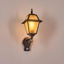 Luminaires Rustiques-hofstein Fornelos Luminaire extérieur, Lampe murale d´extérieur, Applique murale Or, Noir, 1 lumière, Détecteur de mouvement