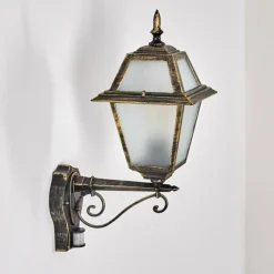 Luminaires Rustiques-hofstein Fornelos Luminaire extérieur, Lampe murale d´extérieur, Applique murale Or, Noir, 1 lumière, Détecteur de mouvement