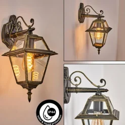 Luminaires Rustiques-hofstein Fornelos Luminaire extérieur, Lampe murale d´extérieur, Applique murale Or, Noir, 1 lumière