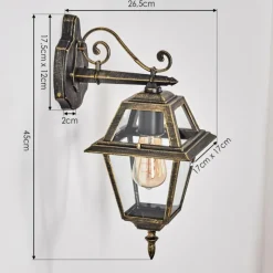 Luminaires Rustiques-hofstein Fornelos Luminaire extérieur, Lampe murale d´extérieur, Applique murale Or, Noir, 1 lumière