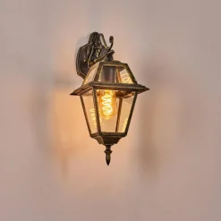 Luminaires Rustiques-hofstein Fornelos Luminaire extérieur, Lampe murale d´extérieur, Applique murale Or, Noir, 1 lumière