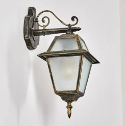 Luminaires Rustiques-hofstein Fornelos Luminaire extérieur, Lampe murale d´extérieur, Applique murale Or, Noir, 1 lumière